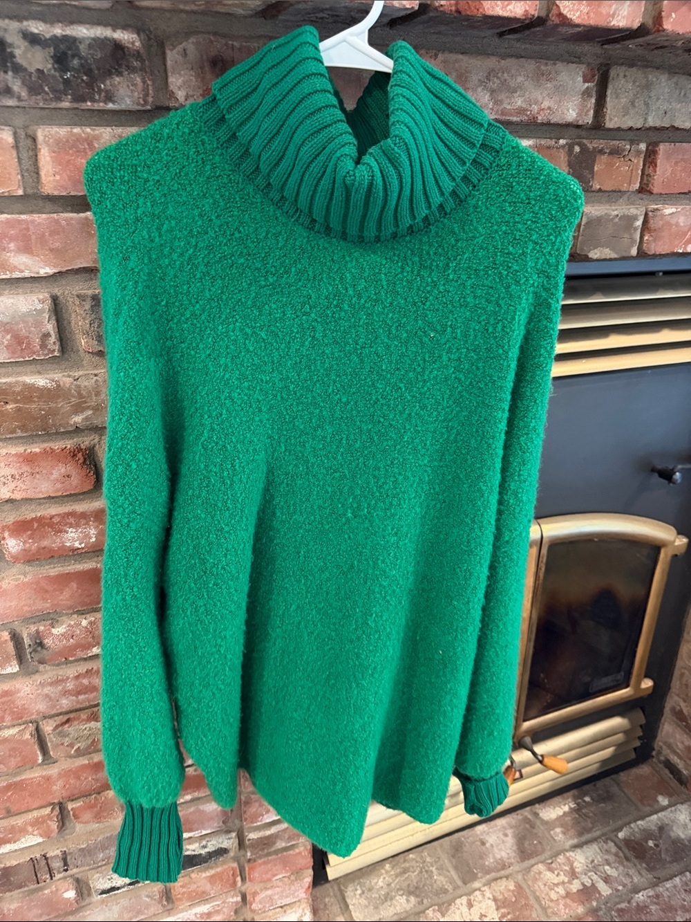 aerie Emerald Green Bouclé Turtleneck Sweater